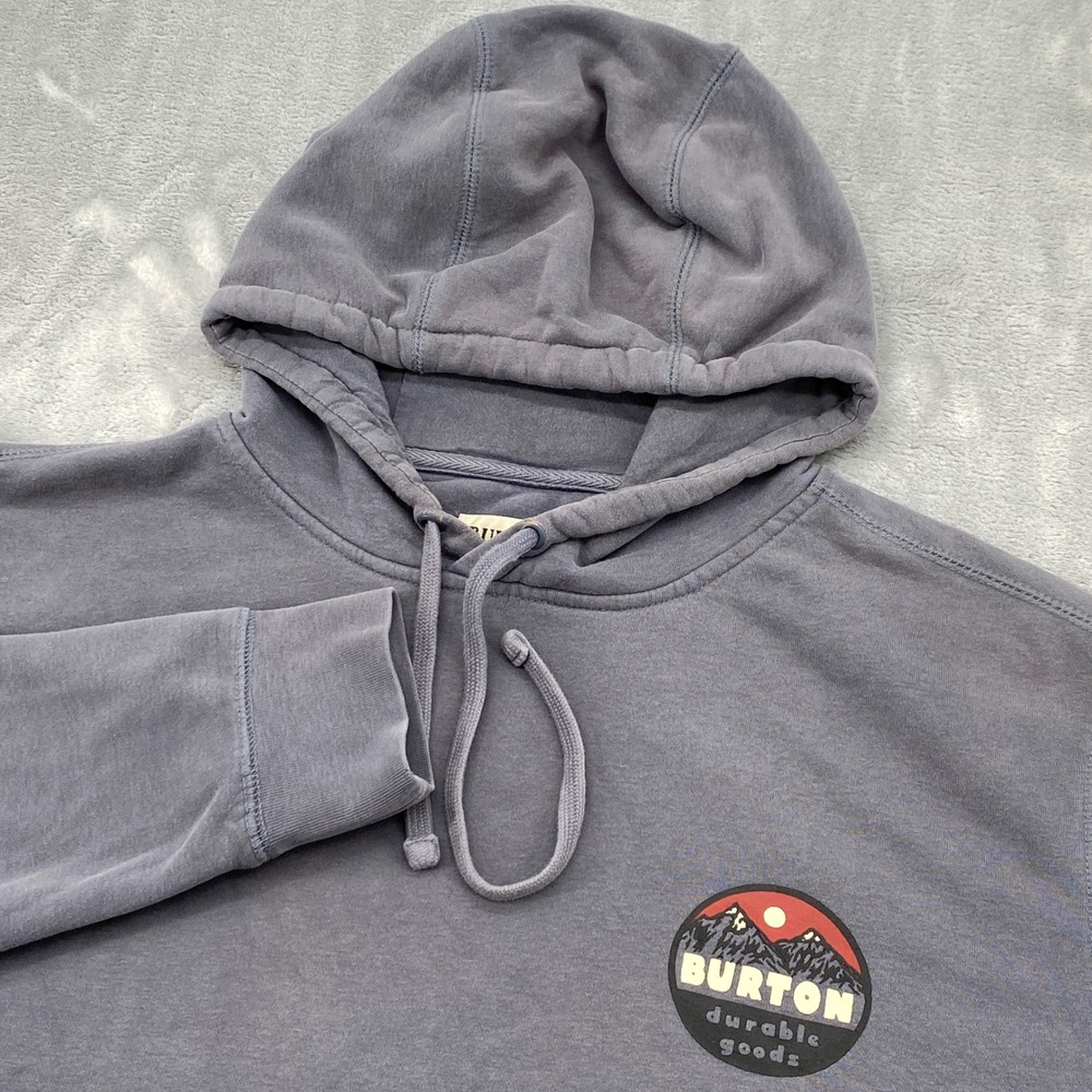Burton Durable Goods Mountain Graphic Hoodie Mens Medium Gray Pullover **FLAW**
